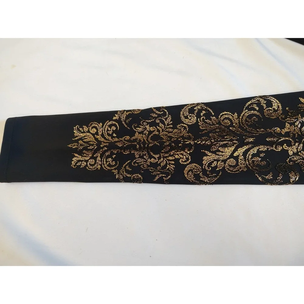 Love Culture Y2K Leggings Black & Gold Statement Style Bead Stud Leg Goth Sz L - Picture 8 of 8